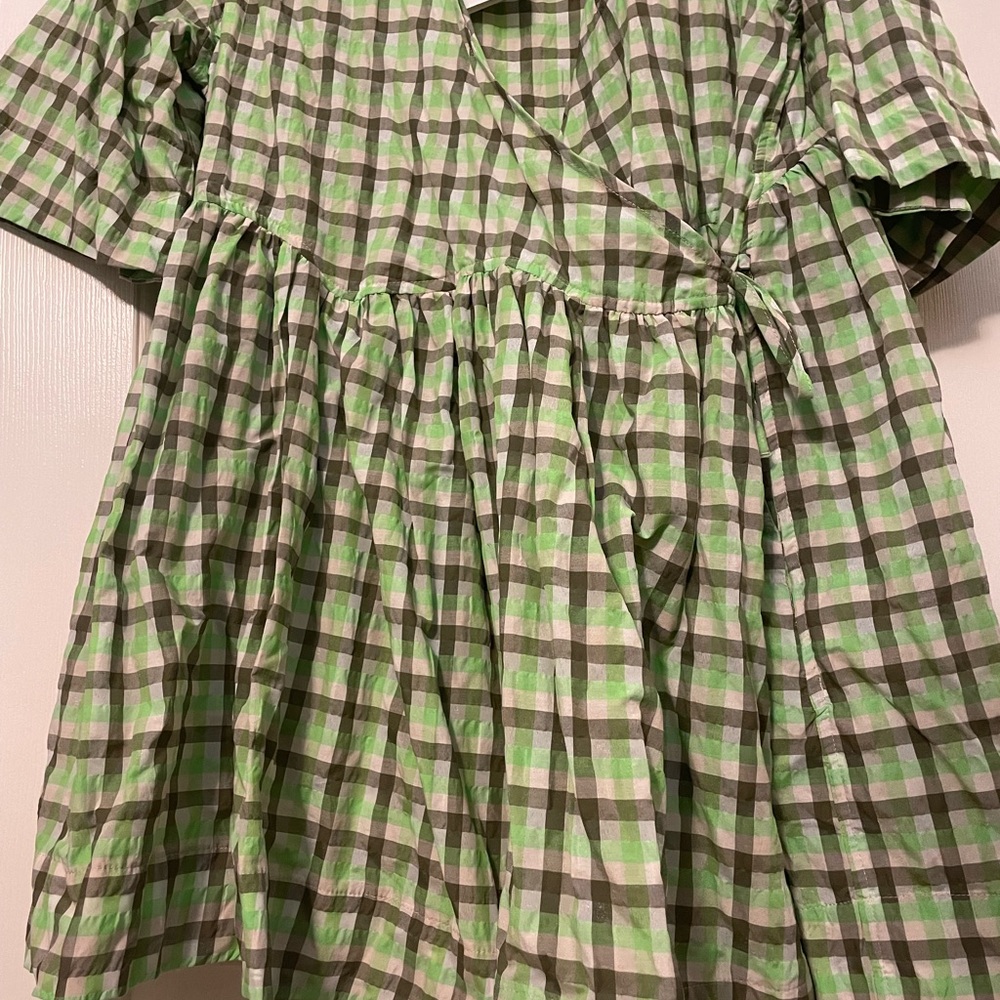 Ganni wrap dress green plaid - Picture 8 of 11
